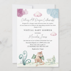 Invitation Baby shower virtuel Hatching Dragon Pastel Colonne