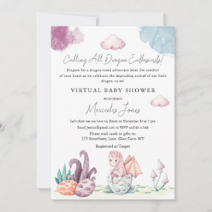 Invitation Baby shower virtuel Hatching Dragon Pastel Colonne