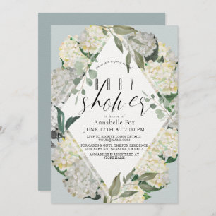 Invitation Baby shower virtuel Hydrangea Blue Rhonbus