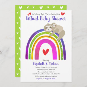 Invitation Baby shower virtuel jote Sloth Boho Rainbow Modern