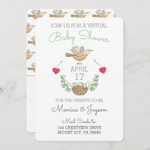 Invitation Baby shower virtuel le plus doux Mama Bird avec ni