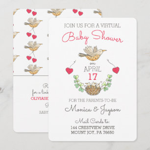 Invitation Baby shower virtuel le plus doux Mama Bird avec ni