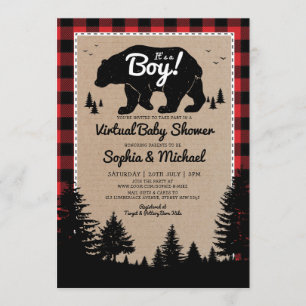 Invitation Baby shower virtuel longue distance de l'ours de b