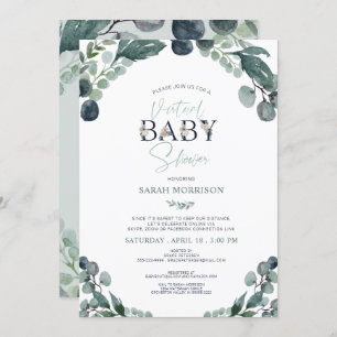Invitation Baby shower virtuel Marine Blue Sage Green