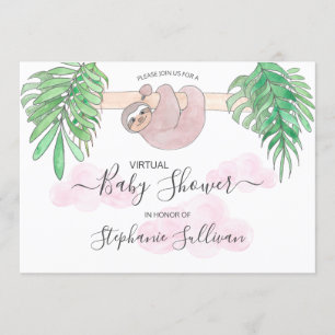 Invitation Baby shower virtuel mignon bébé fille Sloth