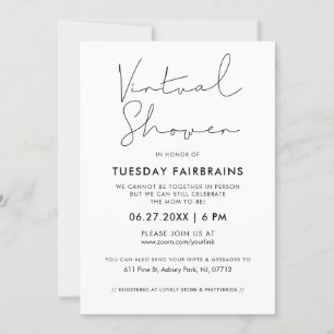 Invitation Baby shower virtuel minimaliste manuscrit