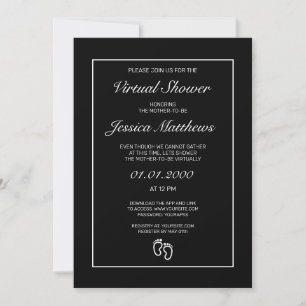 Invitation Baby shower virtuel minimaliste moderne noir blanc
