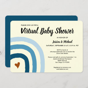 Invitation Baby shower virtuel moderne Blue Rainbo