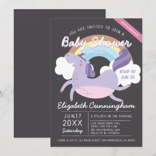 Invitation Baby shower virtuel moderne Cute Rainbow Unicorn