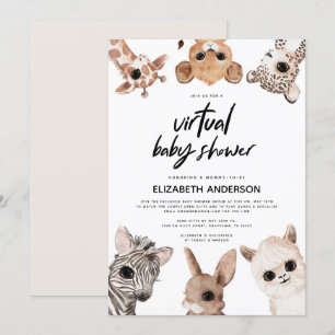 Invitation Baby shower virtuel moderne des animaux de forêt