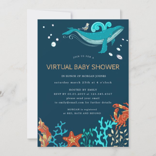 Invitation Baby shower virtuel Ocean Party (Devant)