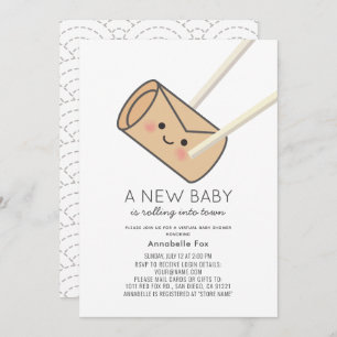 Invitation Baby shower virtuel Oeuf Roll Kawaii