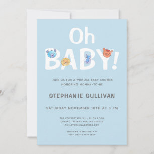 Invitation Baby shower virtuel Oh Baby Blue Boy moderne
