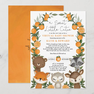 Invitation Baby shower virtuel Orange Citrus Woodland Animaux