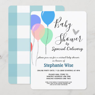 Invitation Baby shower virtuel par ballons de messagerie
