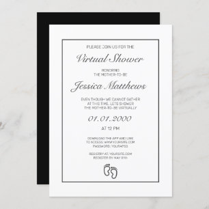 Invitation Baby shower virtuel Parti blanc minimaliste modern
