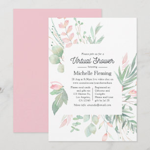 Invitation Baby shower virtuel Pastel Blush Greenery