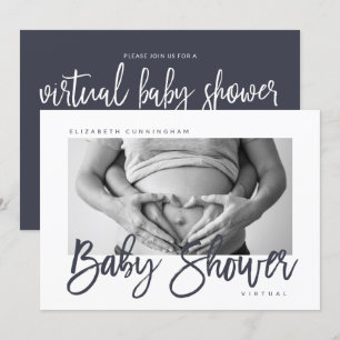 Invitation Baby shower virtuel photo personnalisé moderne