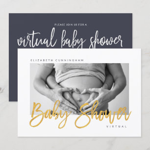 Invitation Baby shower virtuel photo personnalisé moderne