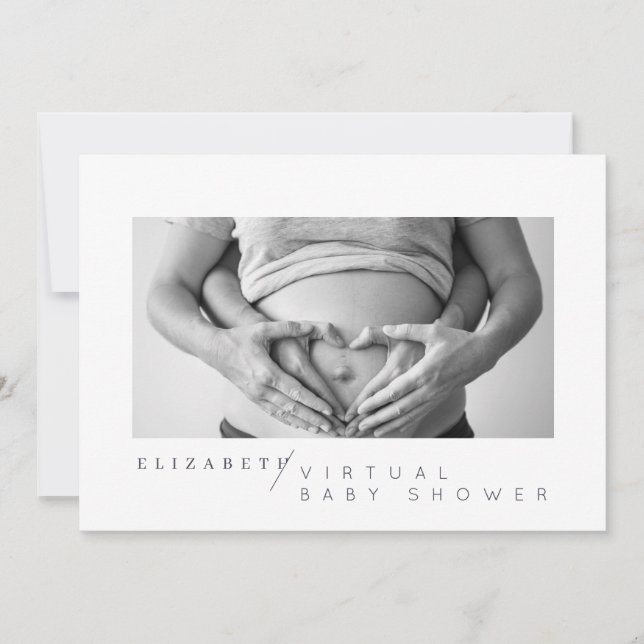 Invitation Baby shower virtuel photo personnalisé simple (Devant)