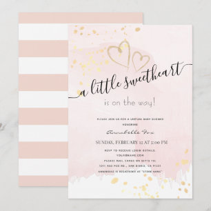 Invitation Baby shower virtuel Pink x Gold Sweetheart