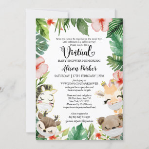 Invitation Baby shower virtuel pour filles Amis Safari