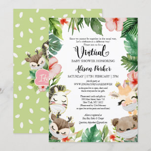 Invitation Baby shower virtuel pour les filles   Amis Safari