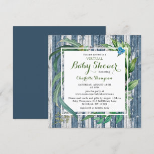 Invitation Baby shower virtuel rustique Aquarelle Vert Floral