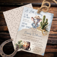 Baby shower virtuel rustique Western Elephant Cowb