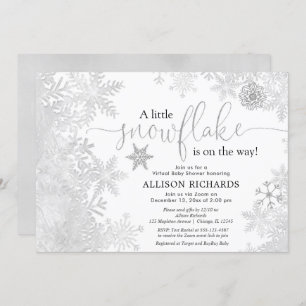 Invitation baby shower virtuel Snowflake blanc blanc