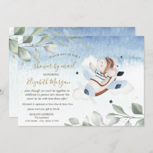 Invitation Baby shower virtuel souris avion par courrier