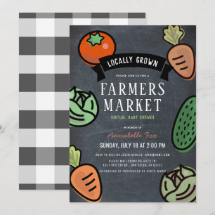 Invitation Baby Shower Virtuel sur le thème du Marché de Prod