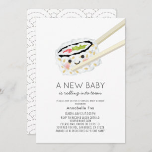 Invitation Baby shower virtuel Sushi Roll Kawaii