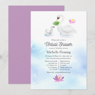 Invitation Baby shower virtuel Swan Watercolor