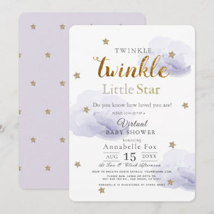 Invitation Baby shower virtuel Twinkle Little Star Lavender