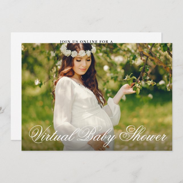 Invitation Baby shower virtuel : une maman doit être photogra (Devant / Derrière)