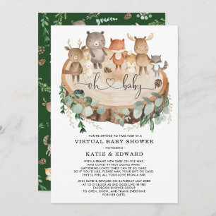 Invitation Baby shower virtuel Végétation Bois Animaux