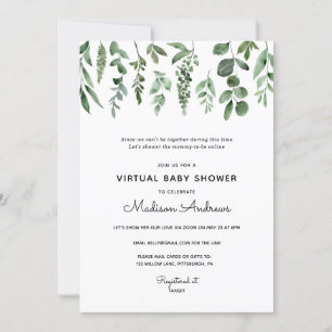 Invitation Baby shower virtuel verdoyant