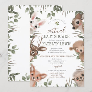 Invitation Baby shower virtuel Woodland Greenery