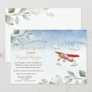 Invitation Baby-shower virtuelle d'avion par la poste