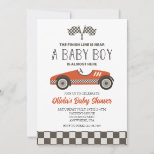 Invitation Baby Shower Voiture de Course Rouge