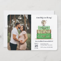 Baby shower Voyage Vert Watercolor valise