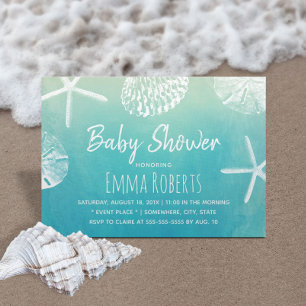 Invitation Baby shower Watercolor Beach Seashells