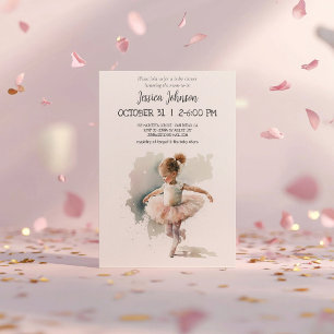 Invitation Baby shower Watercolor Little Ballerina