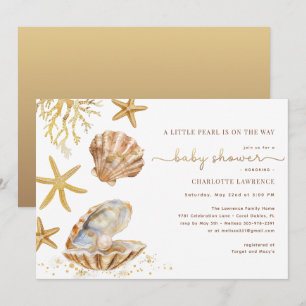 Invitation Baby shower Watercolor Ocean Little Pearl