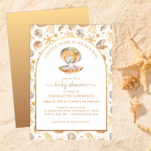 Invitation Baby shower Watercolor Ocean Little Pearl