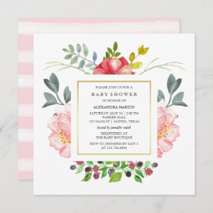 Invitation Baby shower Watercolor Peonies