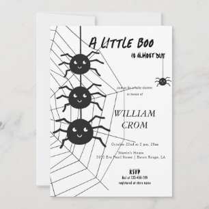 Invitation Baby shower Web Halloween noir et blanc Spider