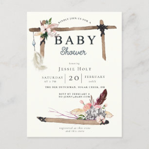 Invitation Baby shower Western Boho Style