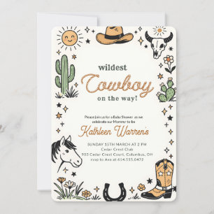 Invitation Baby Shower Western Cowboy Far West